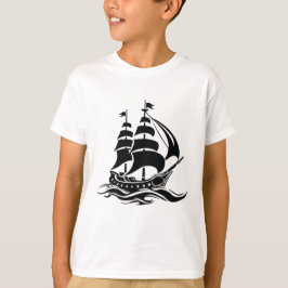 シャドウセーリングシップ - ビンテージオーシャンイラスト Tシャツ