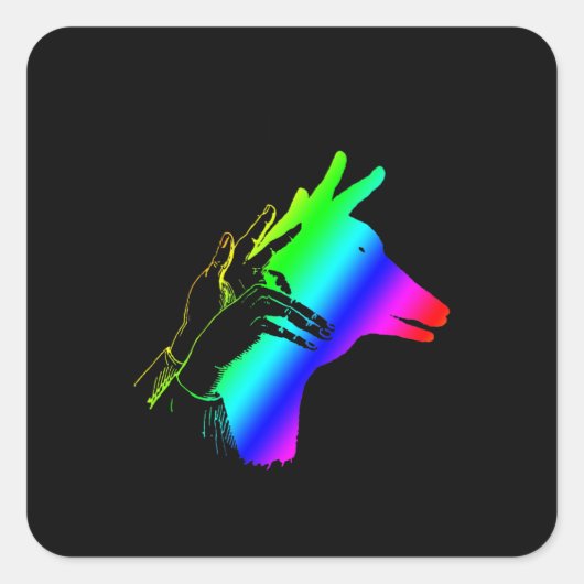 シャドウハンドパペットイラストレーション スクエアシール (正面)