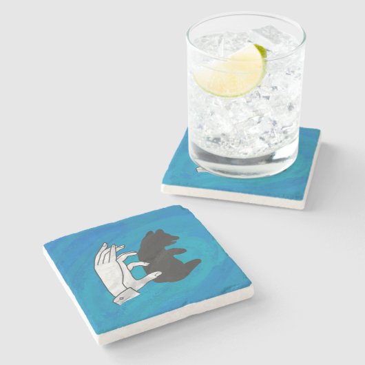 シャドウベアーキューオンブルー ストーンコースター (横)