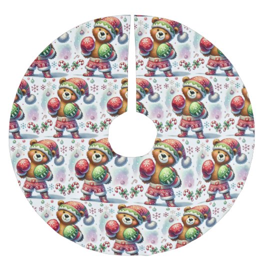 シャドウボクシングホリデーベア ブラッシュドポリエステルツリースカート (正面)