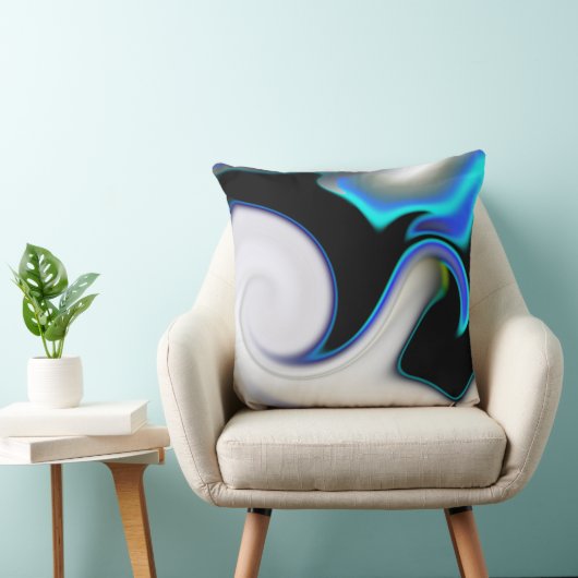 シャドウ上の青いネオン曲線と滑らかなブレンド クッション (椅子)
