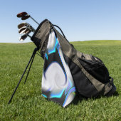 シャドウ上の青いネオン曲線と滑らかなブレンド ゴルフタオル (グリーン)