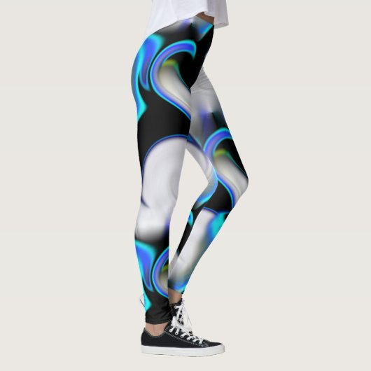 シャドウ上の青いネオン曲線と滑らかなブレンド レギンス (右)