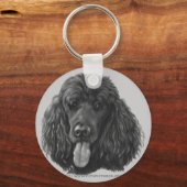 シャドウ、ブラックスタンダードプードル キーホルダー (正面)