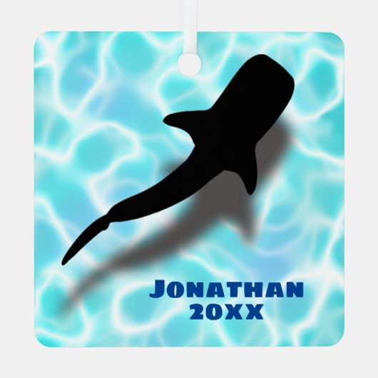 シャドパーソナライズされたウビーチクリスマス付きホエールシャーク メタルオーナメント (裏面)