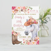 シャドルクアップ誕生日、女性のカーボーイ誕生日パーティー 招待状 (スタンド正面)