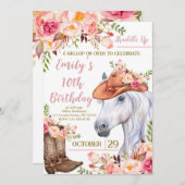 シャドルクアップ誕生日、女性のカーボーイ誕生日パーティー 招待状 (正面/裏面)