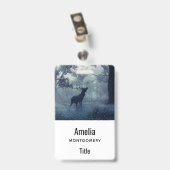 シャドーイの森に〔雄ジカの〕枝角を持つ鹿 バッジ (クリップ付き裏面)