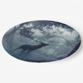 シャドーイの森に〔雄ジカの〕枝角を持つ鹿 ペーパープレート (アングル)