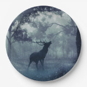 シャドーイの森に〔雄ジカの〕枝角を持つ鹿 ペーパープレート (正面)