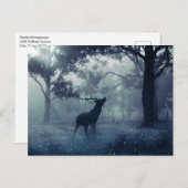 シャドーイの森に〔雄ジカの〕枝角を持つ鹿 ポストカード (正面/裏面)