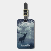 シャドーイの森に〔雄ジカの〕枝角を持つ鹿 ラゲッジタグ (正面縦)