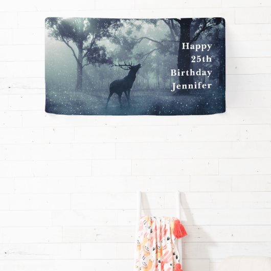 シャドーウィー〔雄ジカの〕枝角の鹿誕生日 横断幕 (インサイチュ)