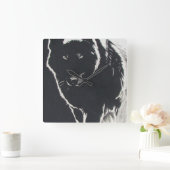 シャドーウルフ スクエア壁時計 (ホーム)