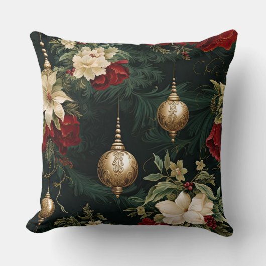 シャドーバレエのクリスマス植物園 クッション (正面)