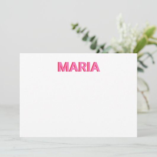 シャドーパーソナライズされたモノグラムイニシャルピンク サンキューカード (スタンド正面)