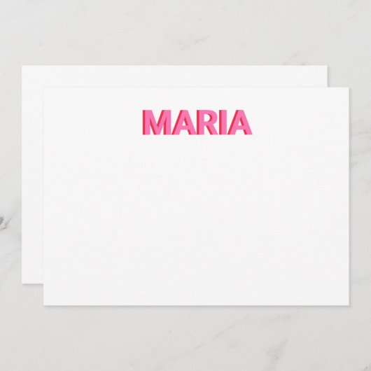 シャドーパーソナライズされたモノグラムイニシャルピンク サンキューカード (正面/裏面)