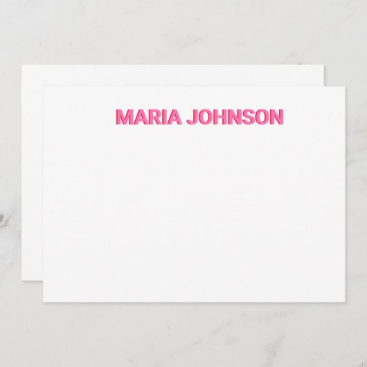 シャドーパーソナライズされたモノグラムイニシャルピンク サンキューカード (正面/裏面)