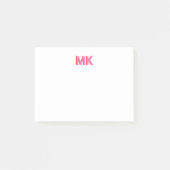 シャドーパーソナライズされたモノグラムイニシャルピンク ポストイット (正面)