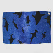 シャドーフィッシュシャークホエールオングラディエント海銀河系 ゴルフタオル (横)