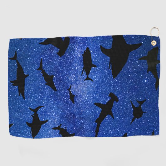 シャドーフィッシュシャークホエールオングラディエント海銀河系 ゴルフタオル (横)