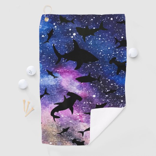 シャドーフィッシュシャークホエールオングラディエント銀河系宇宙 ゴルフタオル (インサイチュ)