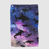 シャドーフィッシュシャークホエールオングラディエント銀河系宇宙 ゴルフタオル (正面)