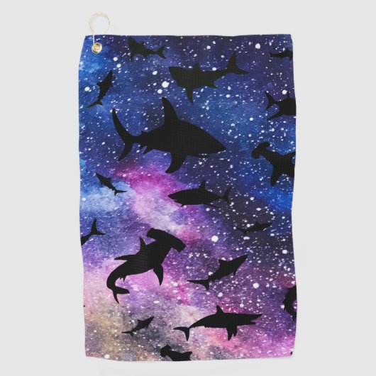 シャドーフィッシュシャークホエールオングラディエント銀河系宇宙 ゴルフタオル (正面)