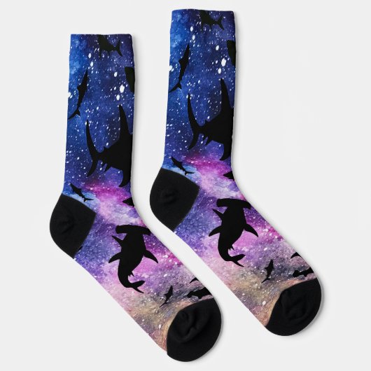 シャドーフィッシュシャークホエールオングラディエント銀河系宇宙 ソックス (右)