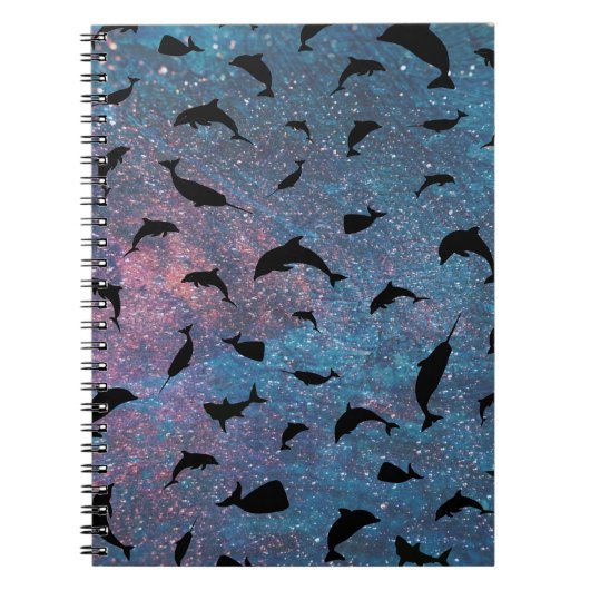 シャドーフィッシュジンベイザメのグラデーション銀河系 ノートブック (正面)