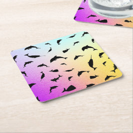 シャドーフィッシュジンベイジンベイグラディエントカラフル銀河系 スクエアペーパーコースター