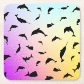 シャドーフィッシュジンベイジンベイグラディエントカラフル銀河系 スクエアペーパーコースター (正面)