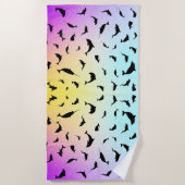 シャドーフィッシュジンベイジンベイグラディエントカラフル銀河系 ビーチタオル (正面)