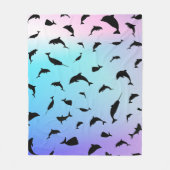 シャドーフィッシュジンベイジンベイザメのグラデーション海 フリースブランケット (正面)