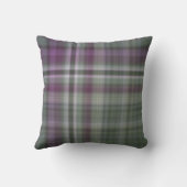 シャドーフラワーパープルとグリーンのストライプとプレイド クッション (裏面)