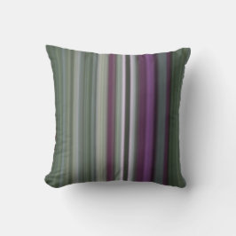 シャドーフラワーパープルとグリーンストライプ クッション