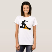 シャドーボーダー・オレンジ・スノーボーダー Tシャツ (正面フル)