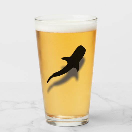 シャドー付きシルエットホエールサメビーチ タンブラーグラス (ドリンク正面)