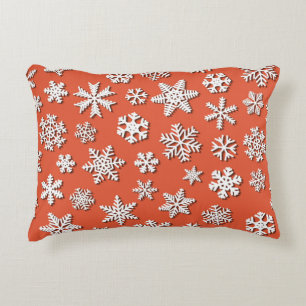 シャド付きのクリスマスのシームレスな雪片のパターン アクセントクッション