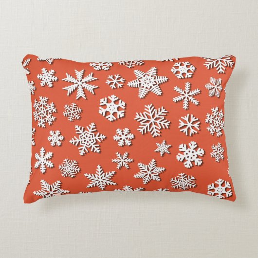 シャド付きのクリスマスのシームレスな雪片のパターン アクセントクッション (正面)