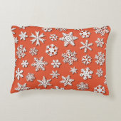 シャド付きのクリスマスのシームレスな雪片のパターン アクセントクッション (裏面)