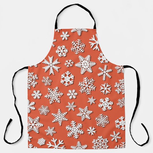 シャド付きのクリスマスのシームレスな雪片のパターン エプロン (正面)