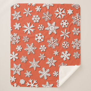 シャド付きのクリスマスのシームレスな雪片のパターン シェルパブランケット