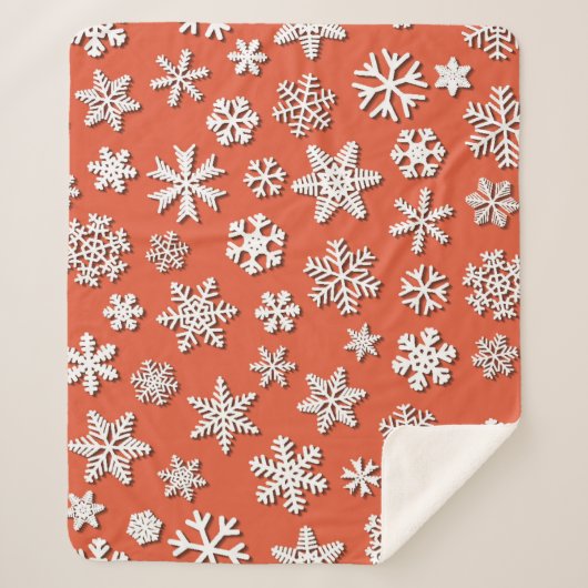 シャド付きのクリスマスのシームレスな雪片のパターン シェルパブランケット (正面)