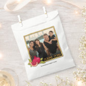 シャナトヴァ金ゴールドグリッターフレームフォトポメグラナート フェイバーバッグ (クリップ留めされた状態)