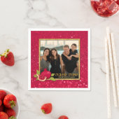 シャナトヴァ金ゴールドレッドグリッターフォトポングラネイト スタンダードカクテルナプキン (インサイチュ)