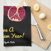 シャナパーソナライズされたトヴァポメグラナートブラック キッチンタオル (四つ折り)