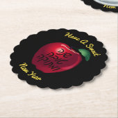 シャナパーソナライズされたトヴァレッドアップル ペーパーコースター (アングル)