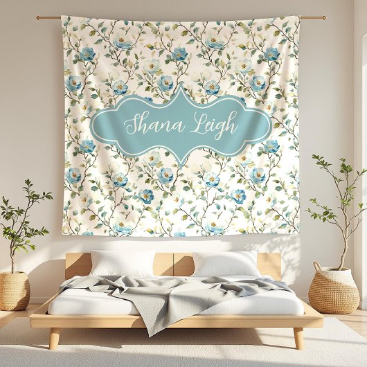 シャナレイディーンティブルースフローラ フリースブランケット