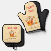シャナ・トバ！甘くて良い新年の蜂蜜 鍋つかみ&鍋敷きセット (正面/裏面)